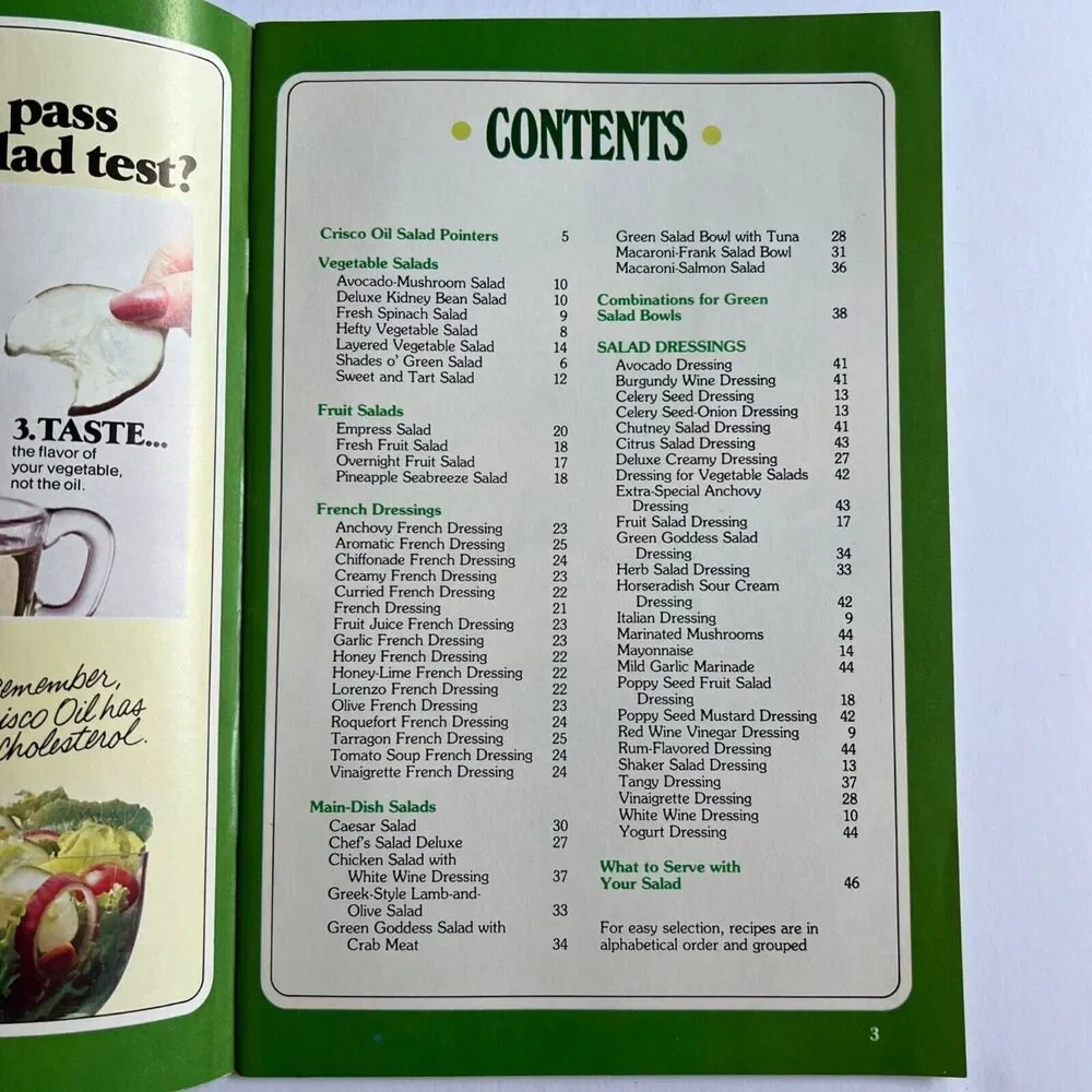 Vintage 1979 Cookbook Crisco Oil Salad Lovers Cookbook Paperback
